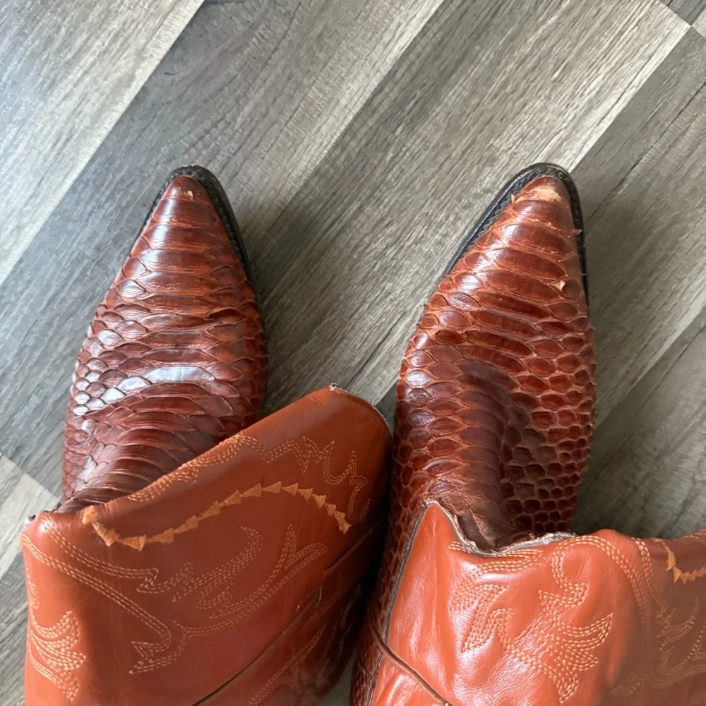 Men's Western Leather Boots - Rich Brown - Picture 9 of 13